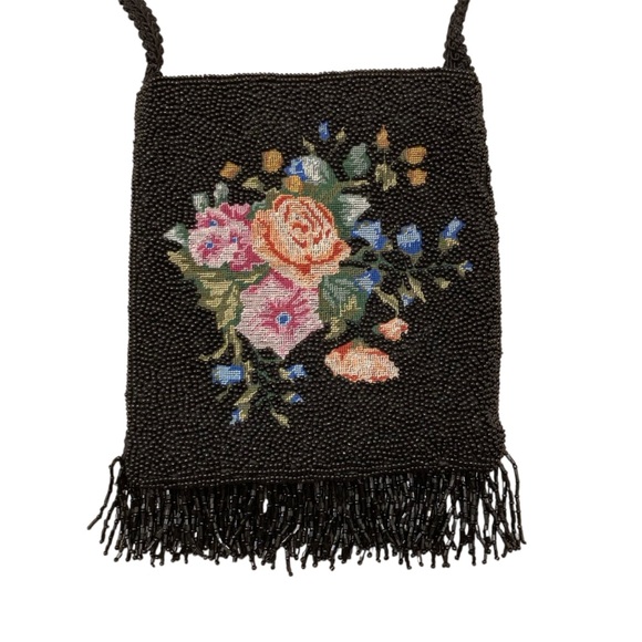Vintage Hillard & Hanson Floral Beaded Tapestry Shoulder Bag Purse Whimsigoth - Picture 2 of 8